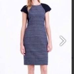 J Crew Navy Blue COLORBLOCK DRESS IN STRIPE TWEED  size 6